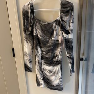 Sheer body con long sleeve dress